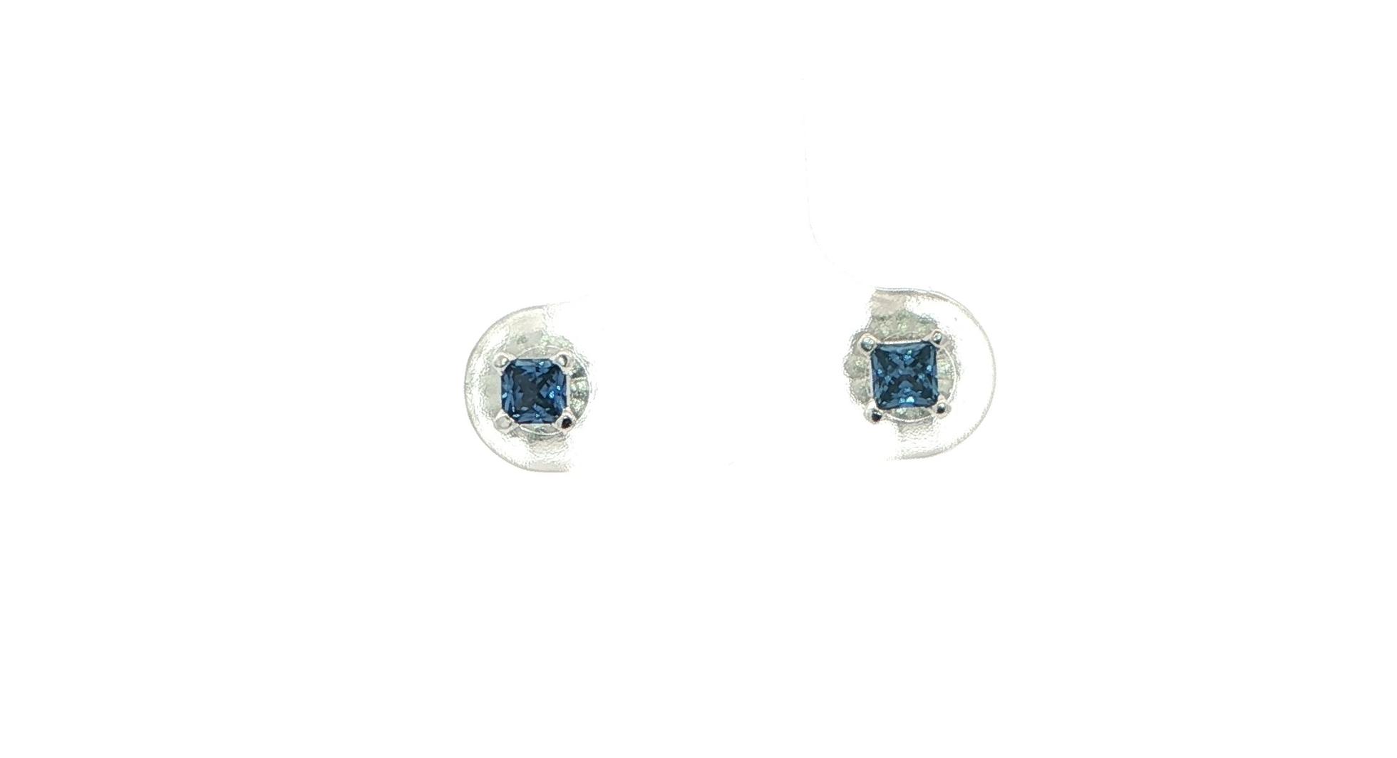 Princess-cut Montana Yogo Sapphire Stud Earrings in White Gold (0.32cts TWT)