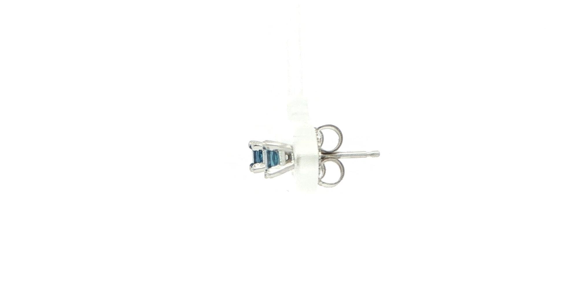 Princess-cut Montana Yogo Sapphire Stud Earrings in White Gold (0.32cts TWT) side