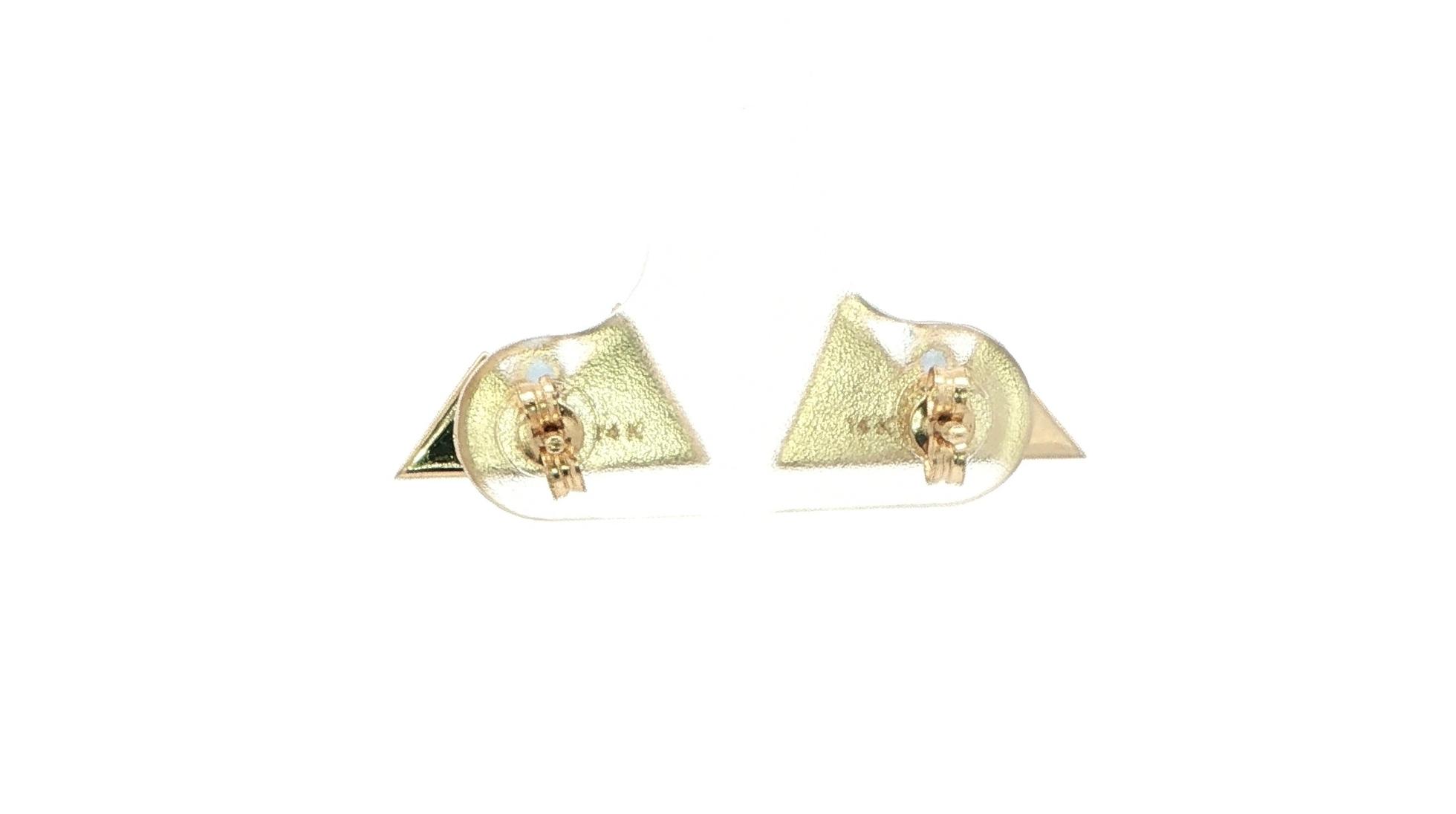 Mountains Montana Yogo Sapphire Stud Earrings with Brushed and Dotted Texture in Yellow Gold (0.09cts TWT) back