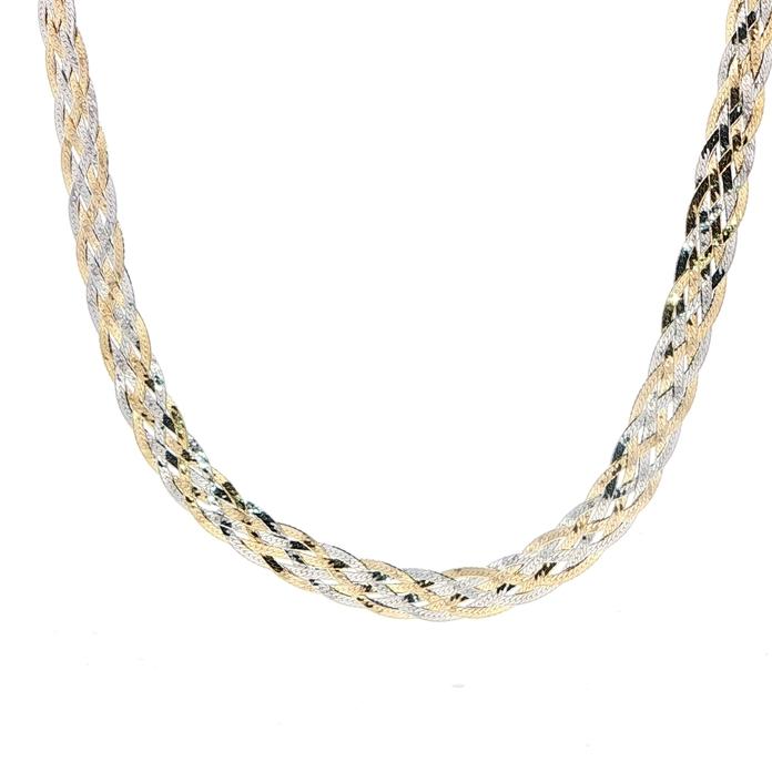 content/products/Estate Piece: Two Tone Braided Necklace in White and Yellow Gold