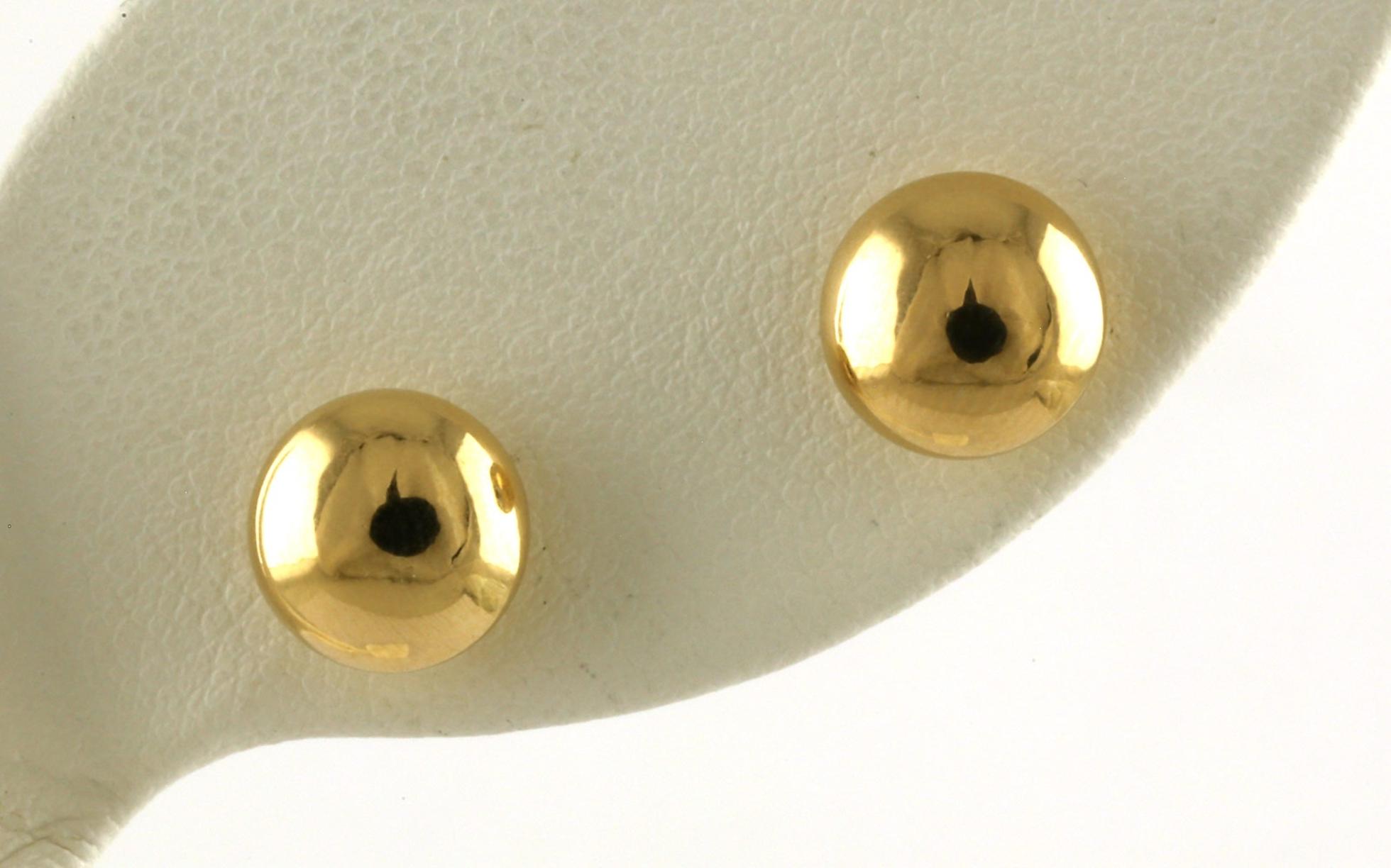 Flat Ball Earrings in Yellow Gold (8mm)