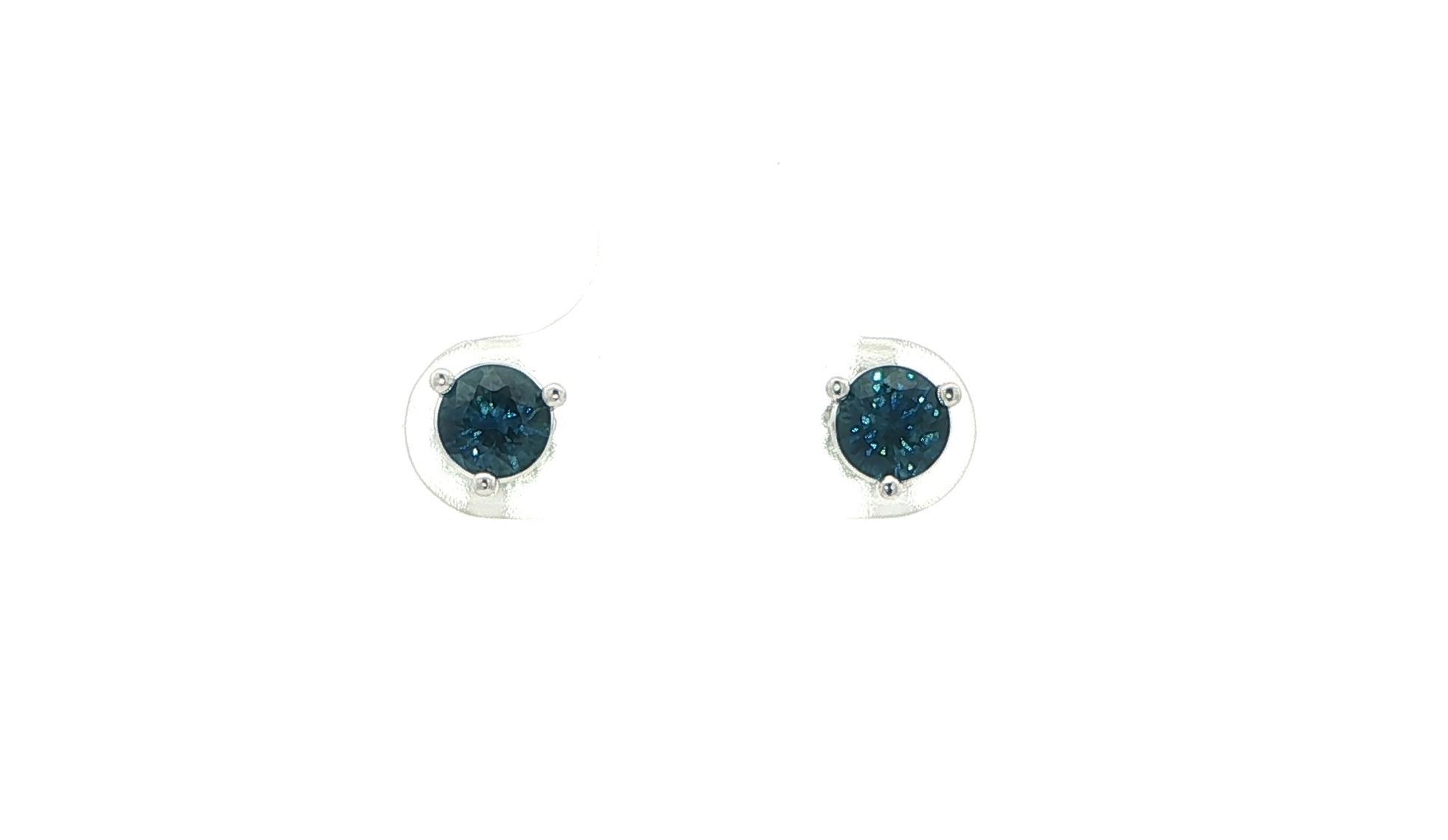 Montana Sapphire Stud Earrings in 3-Prong Martini Setting in White Gold (1.09cts TWT)