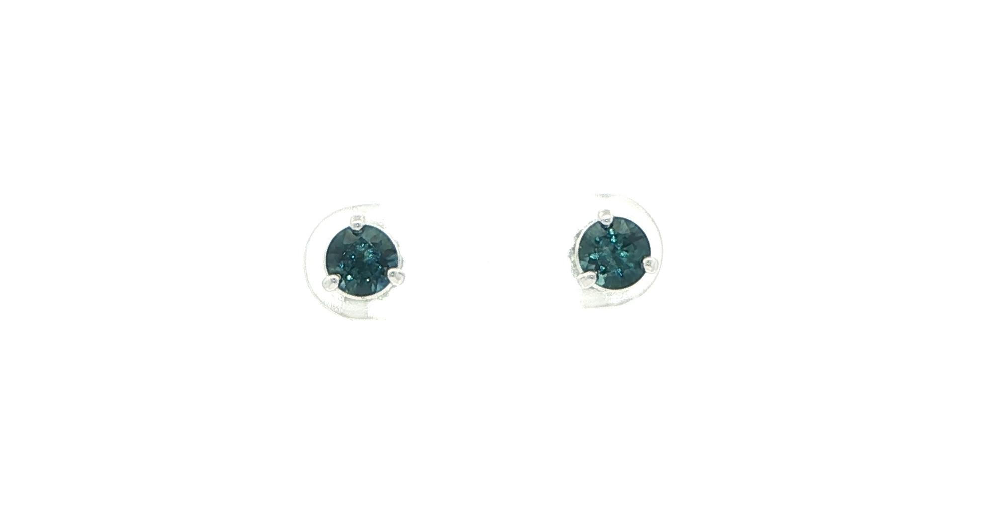 Montana Sapphire Stud Earrings in 3-Prong Martini Setting in White Gold (1.11cts TWT)
