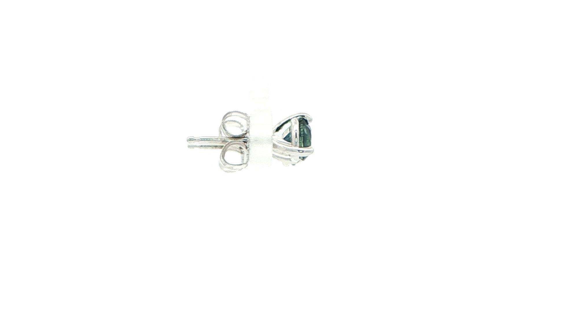 Montana Sapphire Stud Earrings in 3-Prong Martini Setting in White Gold (1.11cts TWT) side
