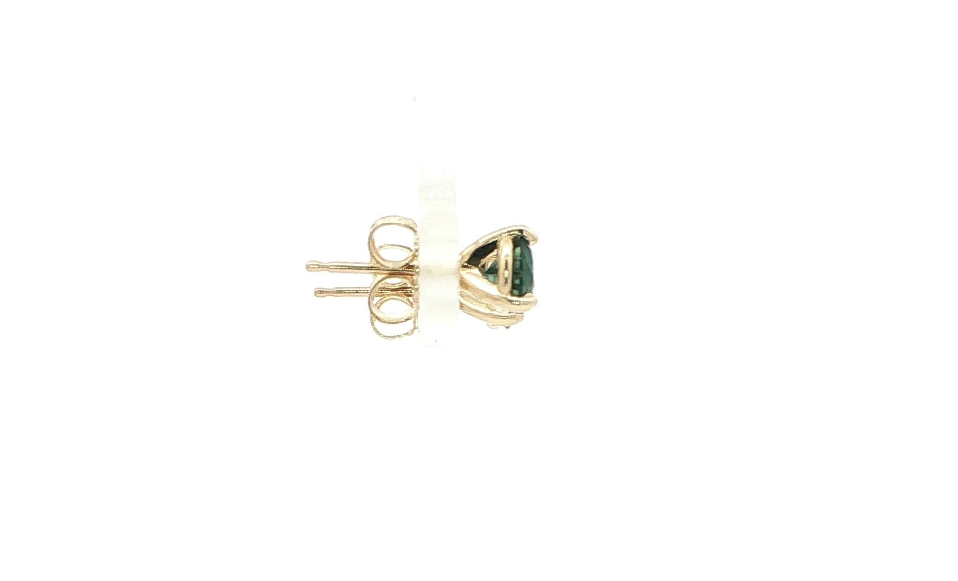 Montana Sapphire Stud Earrings in 3-Prong Martini Setting in Yellow Gold (1.19cts TWT) side