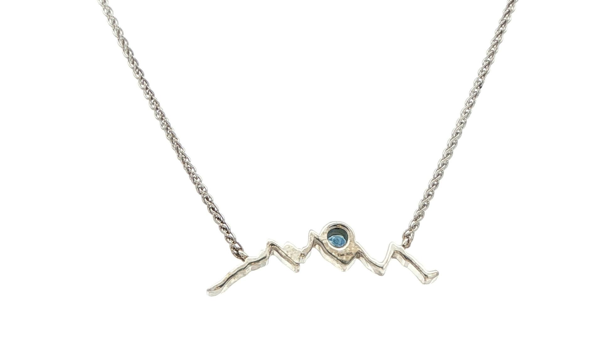 Mountain Silhouette with Bezel-Set Montana Sapphire Necklace in Sterling Silver (0.10ct) back