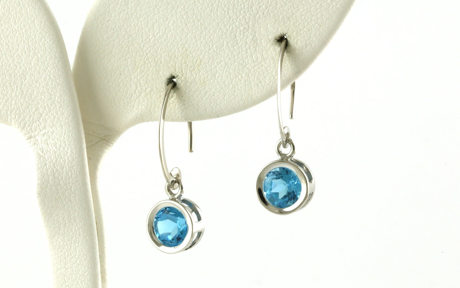 Bezel-Set Blue Topaz Mini Sweep Drop Earrings in Sterling Silver