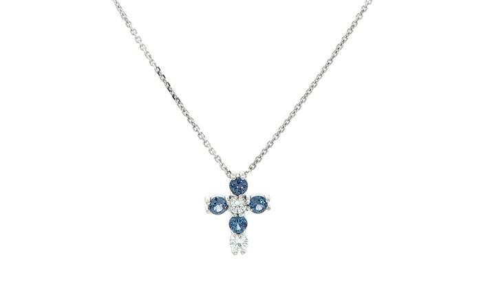 content/products/Montana Yogo Sapphire and Diamond Cross Necklace in White Gold (0.36cts TWT)