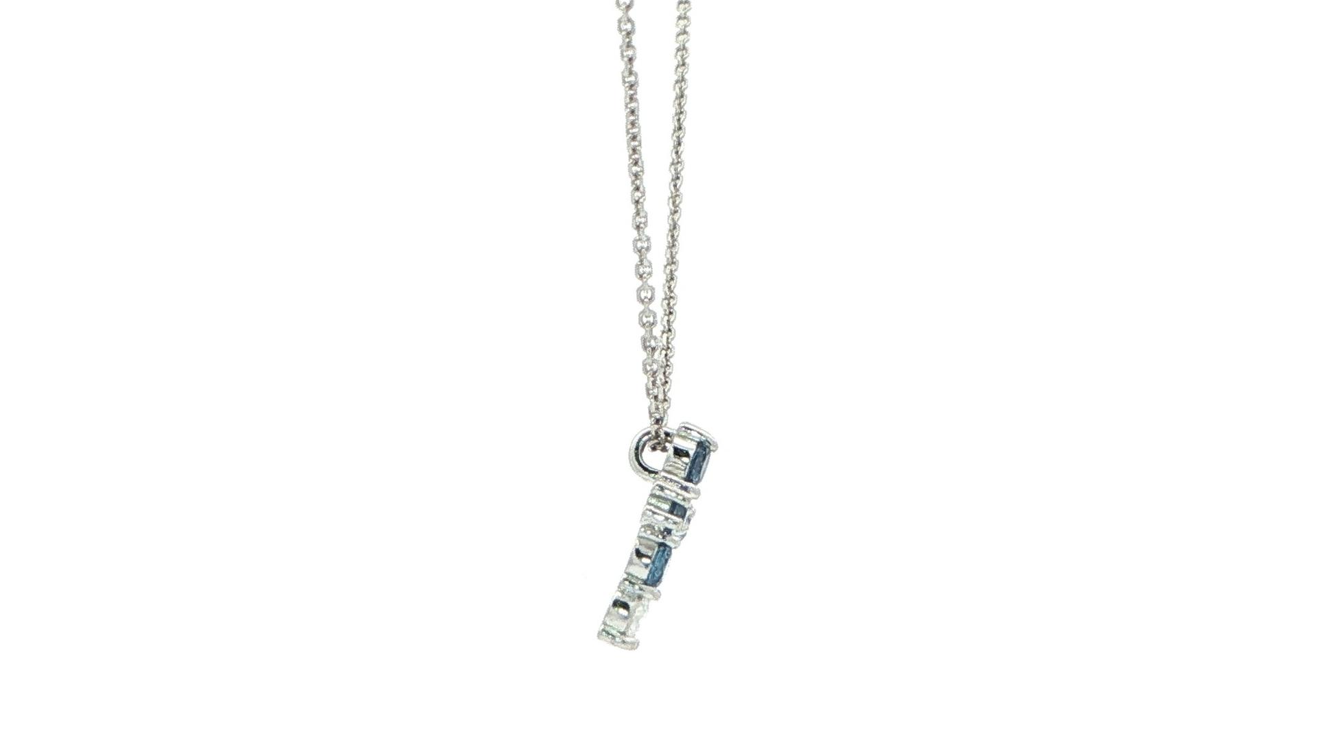 Montana Yogo Sapphire and Diamond Cross Necklace in White Gold (0.36cts TWT) side