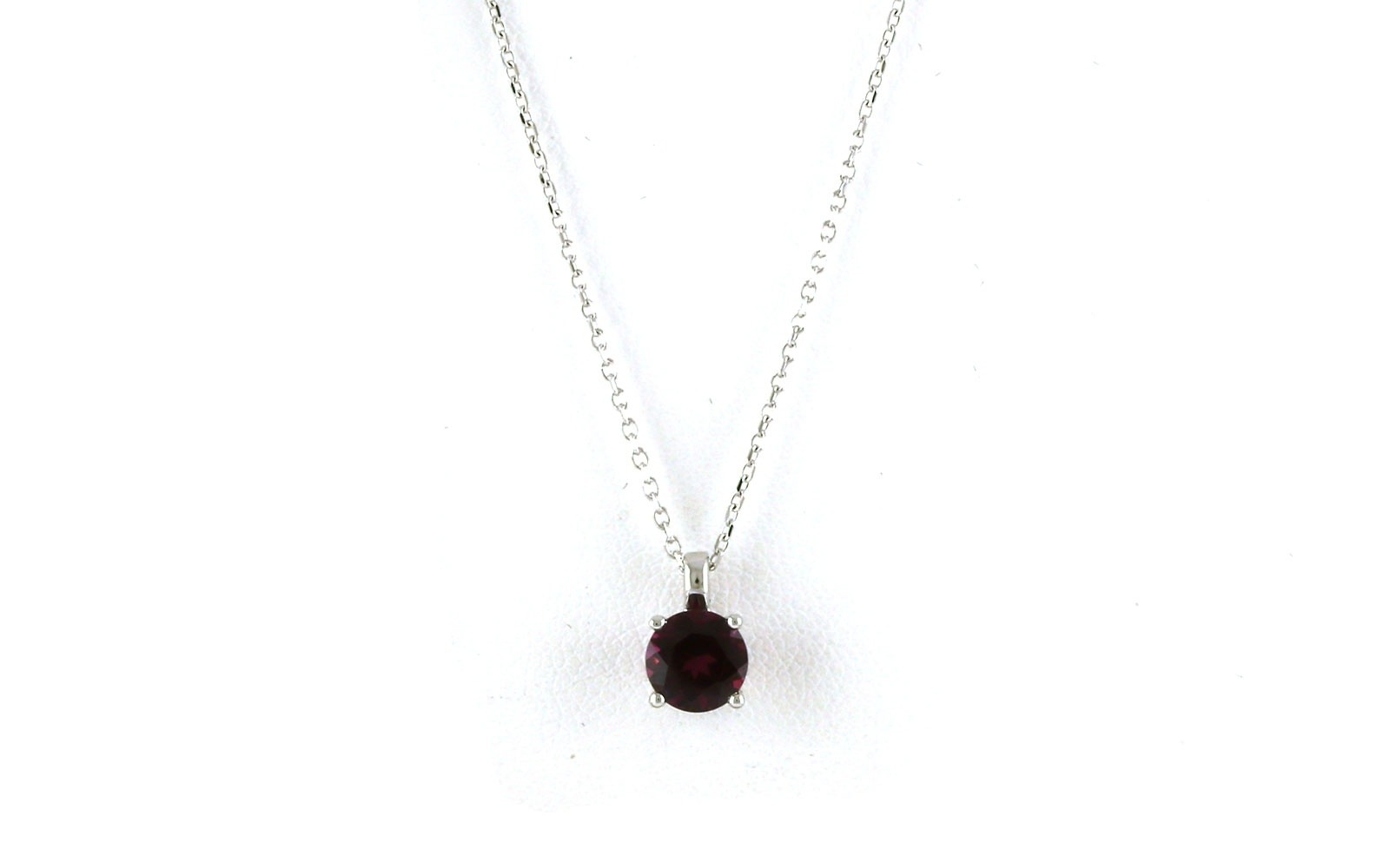 Rhodolite Garnet 4-Prong Solitaire Necklace in White Gold (1.13ct)