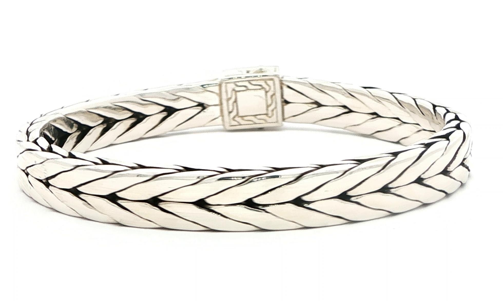 Estate Piece: John Hardy Woven Chain Bracelet with Black Onyx Clasp in Sterling Silver back