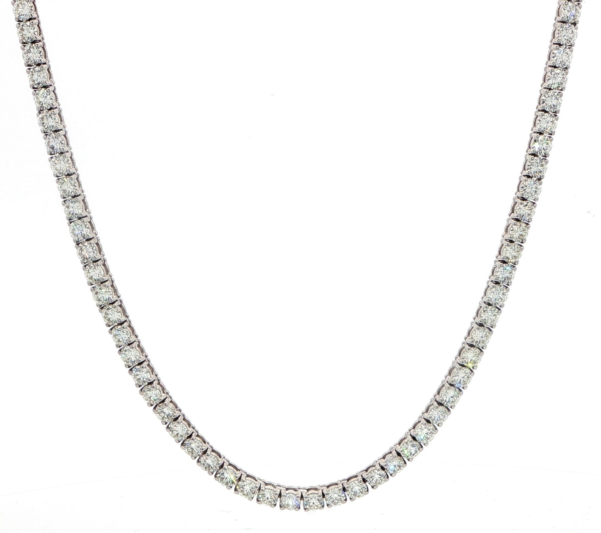 Diamond Riviera Necklace with 4 Prong Setting in White Gold (13.54cts TWT)
