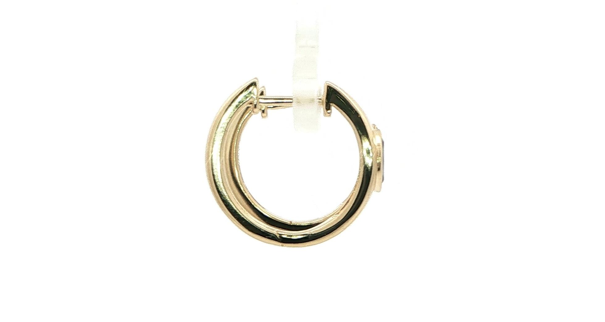 Bezel-set Marquise-cut Montana Yogo Sapphire Yellow Gold Hoop Earrings (0.44cts TWT) side