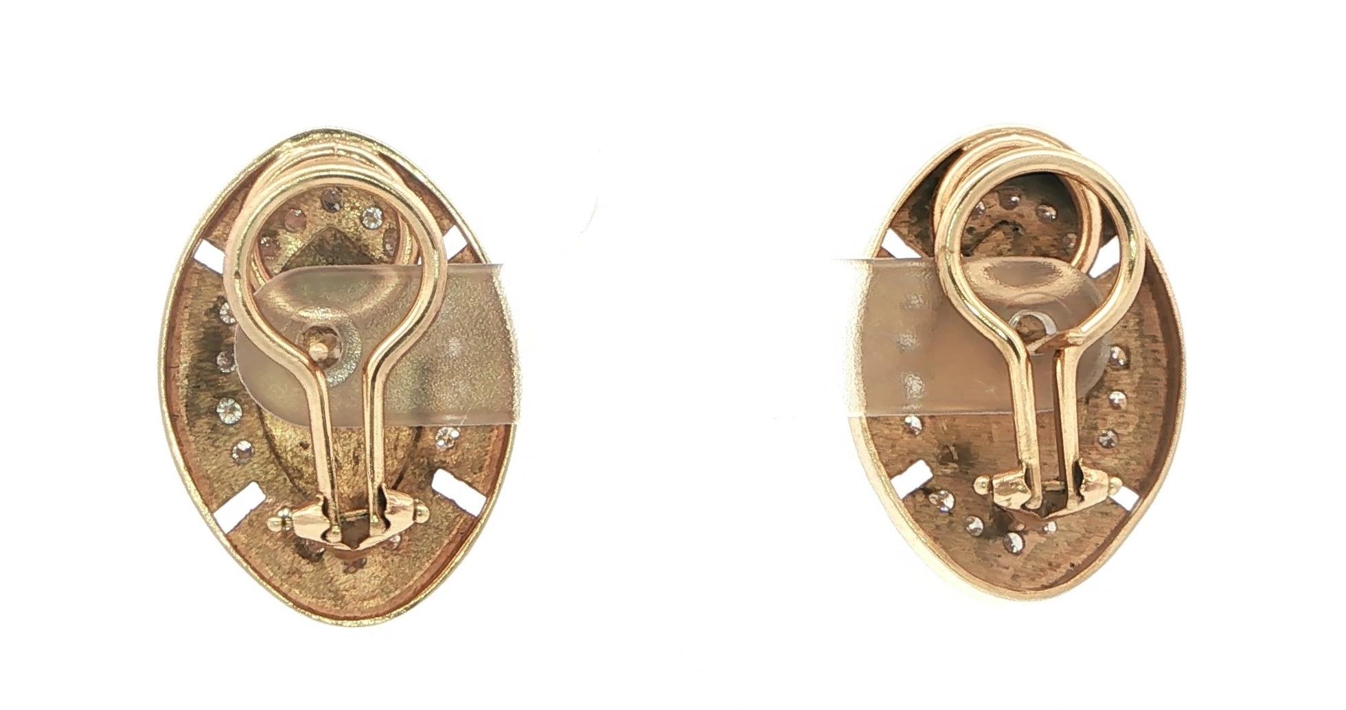 Estate Piece: Halo Marquise Cabochon Turquoise Earrings with Omega Clips in Yellow Gold (1.50cts TWT) back