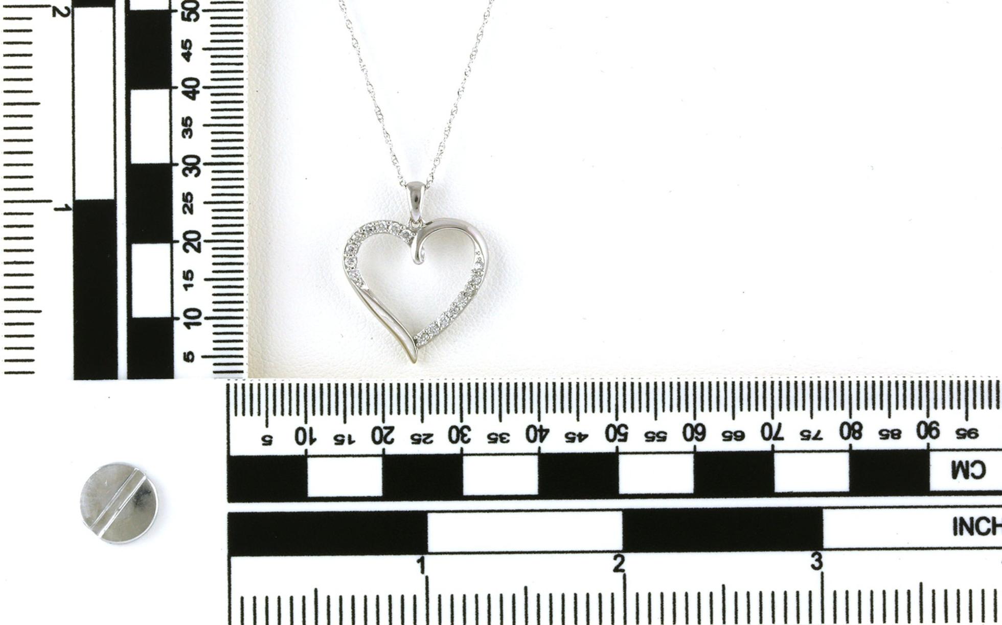 Estate Piece: Diamond Heart Charm Necklace in White Gold (0.25cts TWT) scale