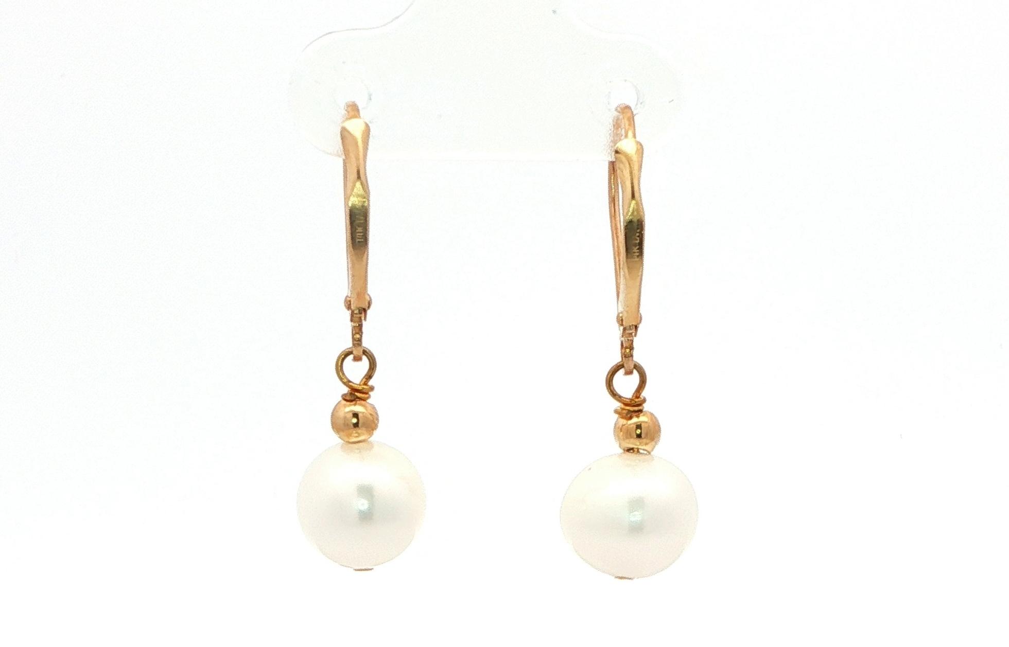 Estate Piece: Drop-style Pearl Dangle Earrings in Yellow Gold