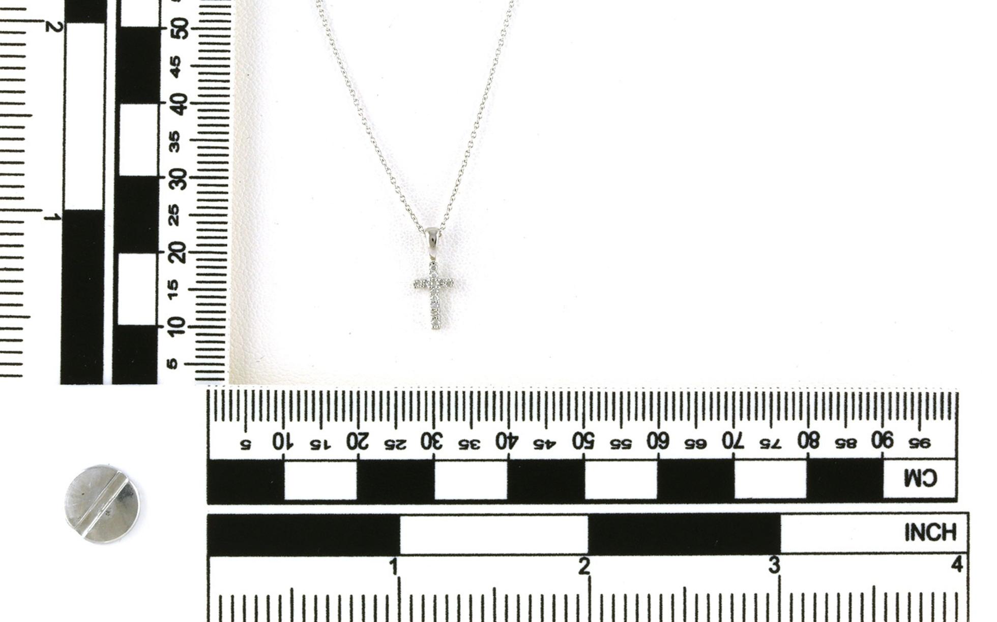 Diamond Pave Cross Necklace in White Gold (0.05cts TWT) scale