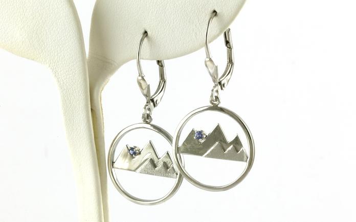 content/products/Circle with Mountain Montana Yogo Sapphire French Hook Dangle Earrings in Sterling Silver (0.12cts TWT)