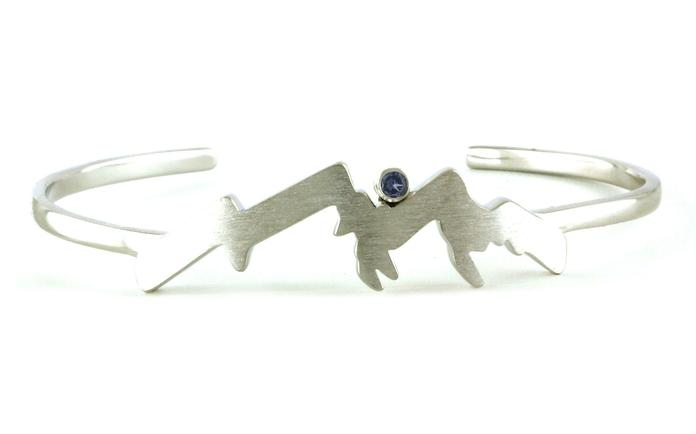 content/products/Mountain Outline Montana Yogo Sapphire Satin Finish Cuff Bracelet in Sterling Silver (0.10ct)