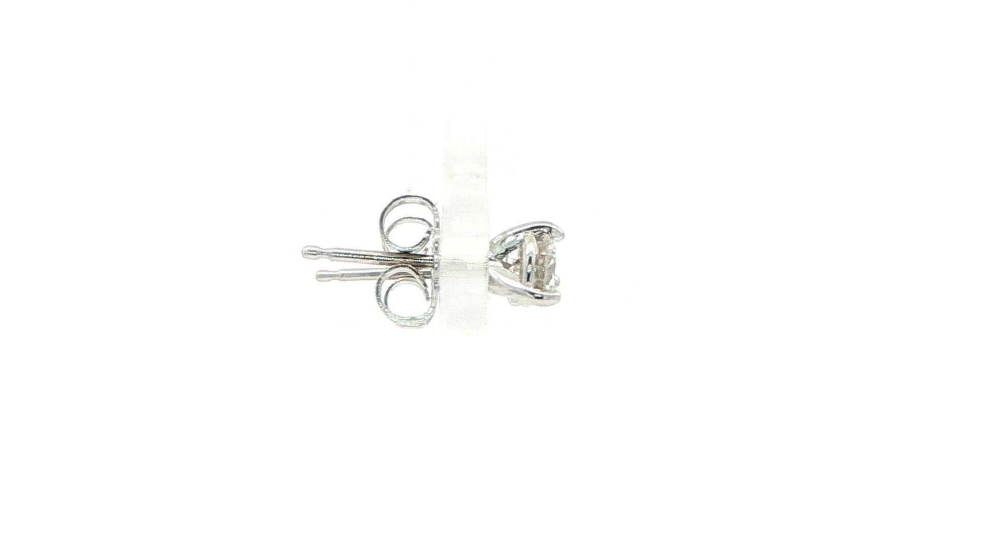 Diamond Stud Earrings in 3-Prong Martini Settings in White Gold (0.48cts TWT) Side
