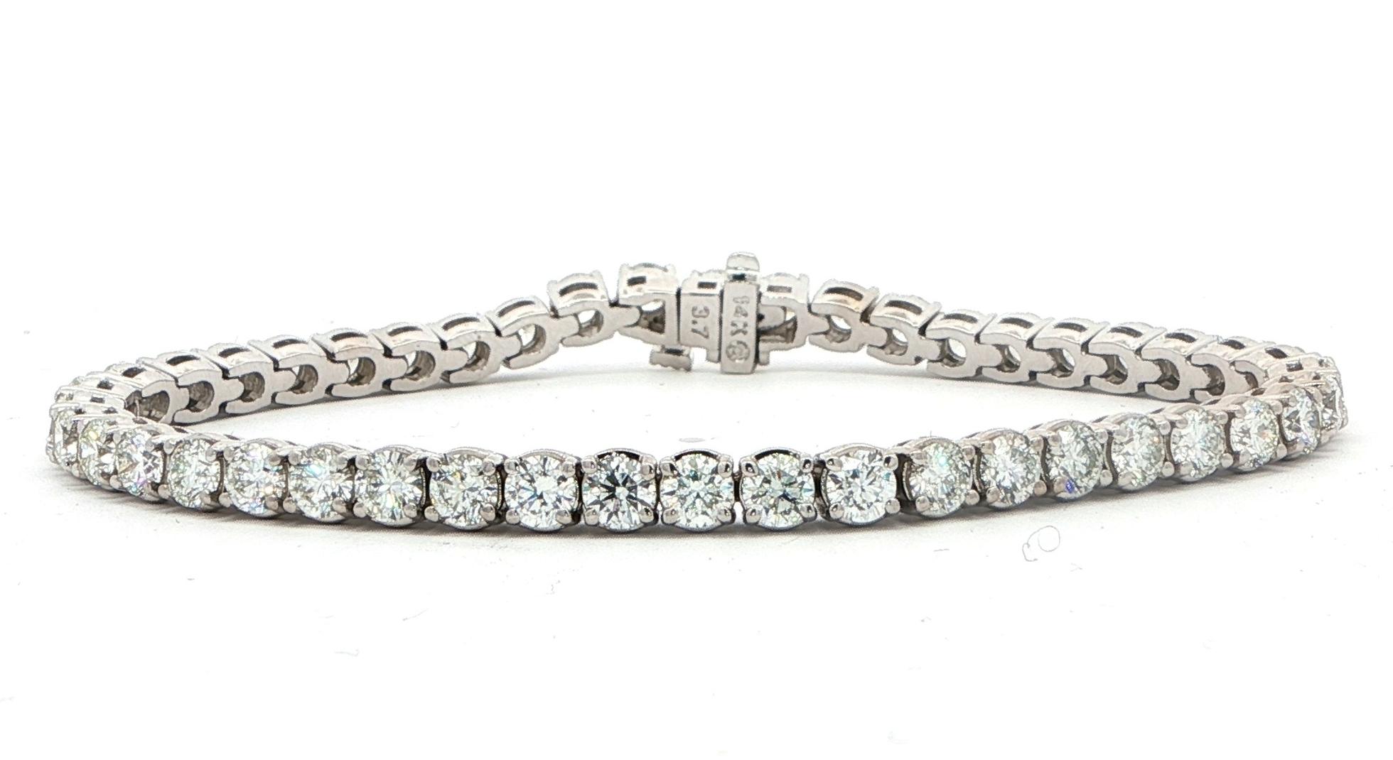 Diamond Tennis Bracelet in 4-Prong Setting in White Gold (8.38cts TWT)
