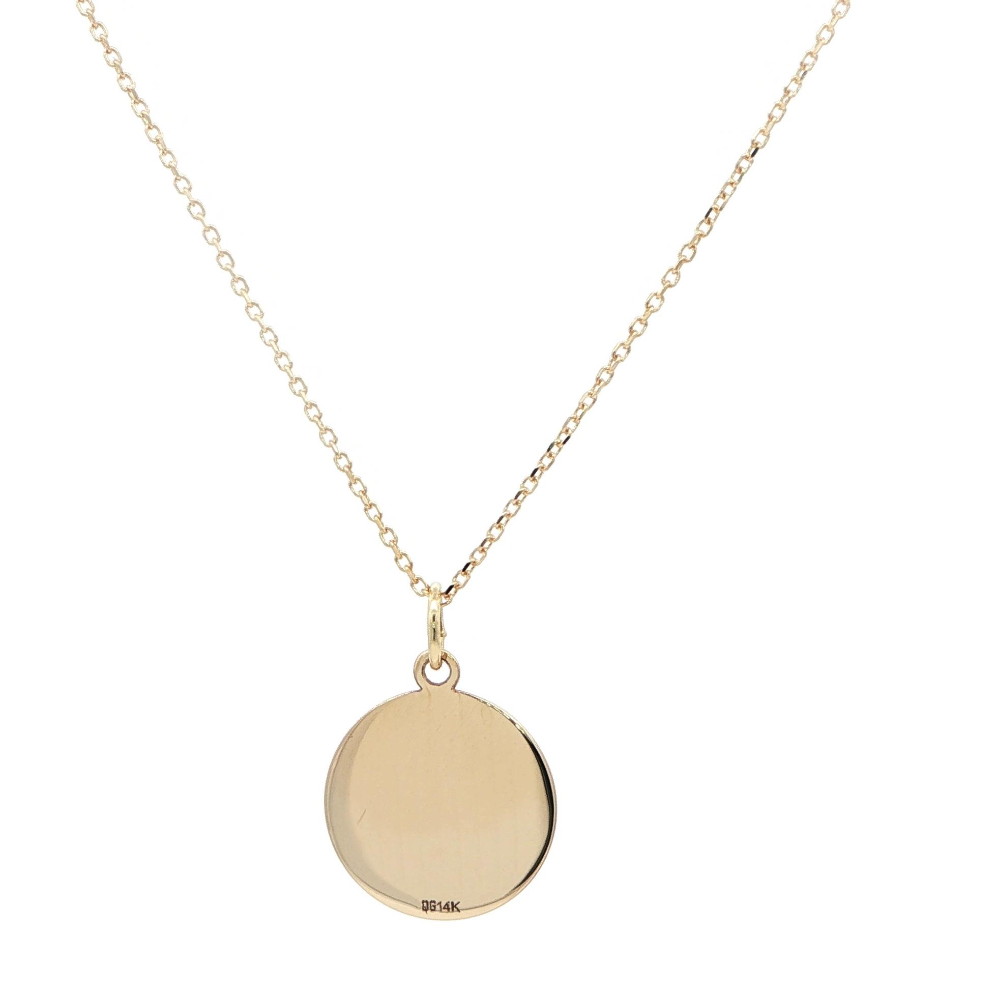 Circular Disc Necklace in Yellow Gold  back
