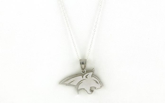 content/products/Bobcat Head Montana State University Neckace with Polish and Satin Outline in Sterling Silver