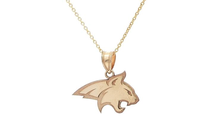 content/products/Official Montana State University Bobcat Charm Necklace in Yellow Gold