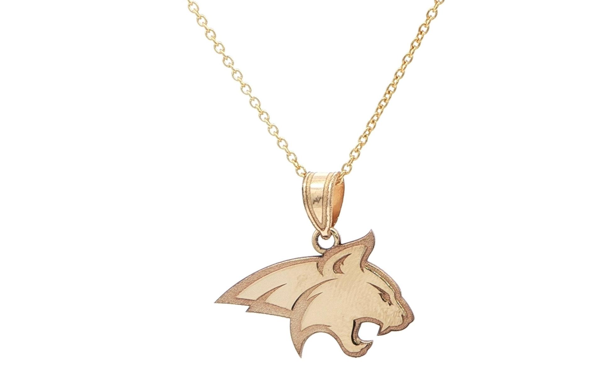 Official Montana State University Bobcat Charm Necklace in Yellow Gold