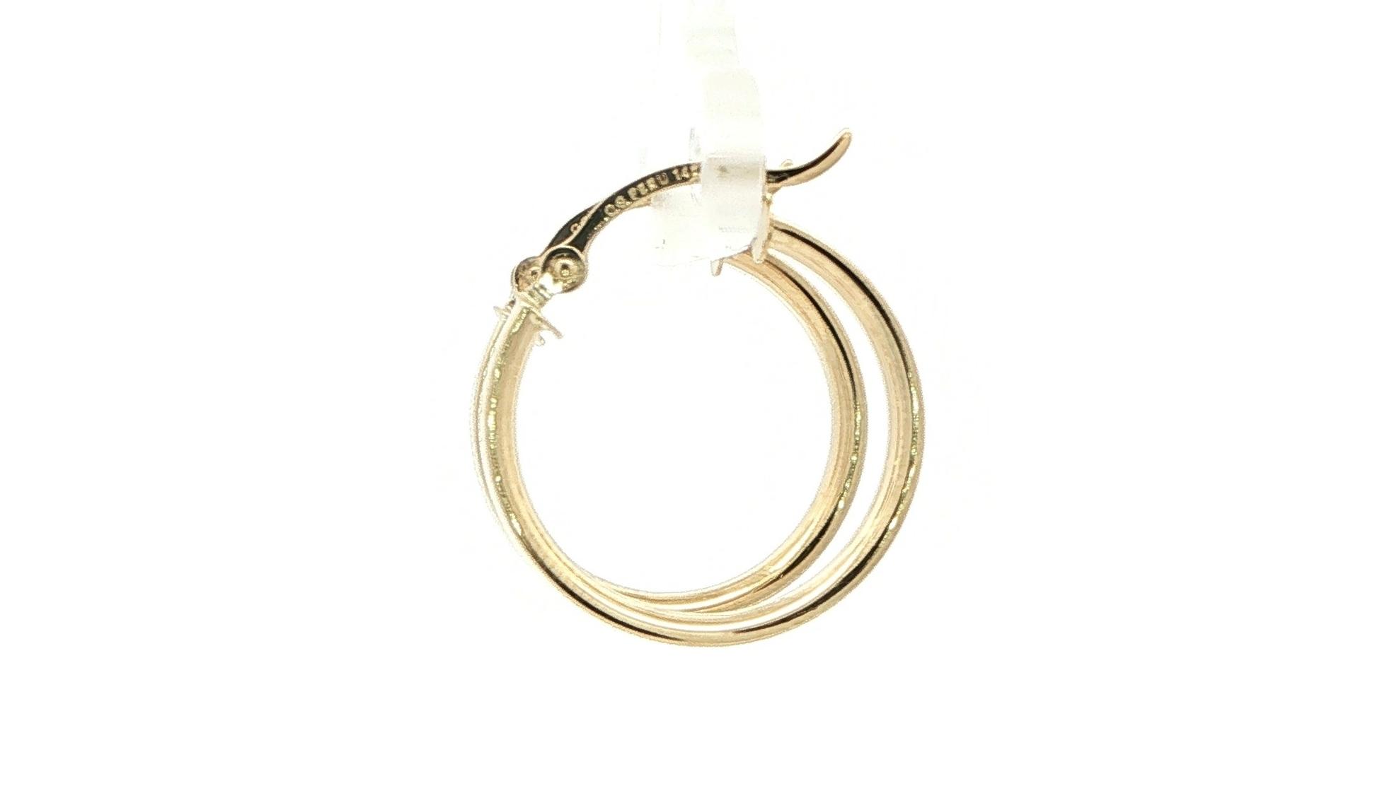 Hollow Modern Flat Hoop Earrings in Yellow Gold side