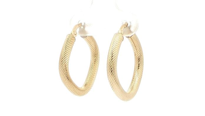 content/products/Estate Piece: Hollow Square Hoop Earrings with Twisted Texture in Yellow Gold