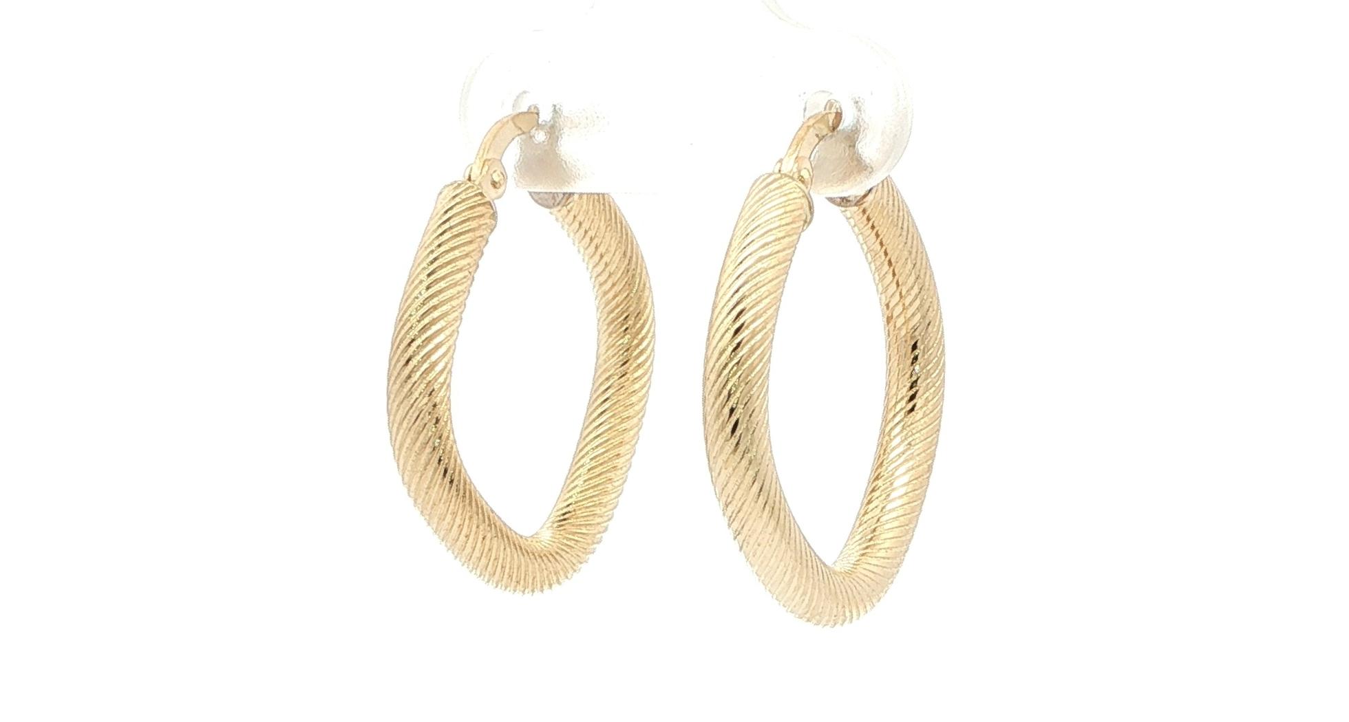 Estate Piece: Hollow Square Hoop Earrings with Twisted Texture in Yellow Gold