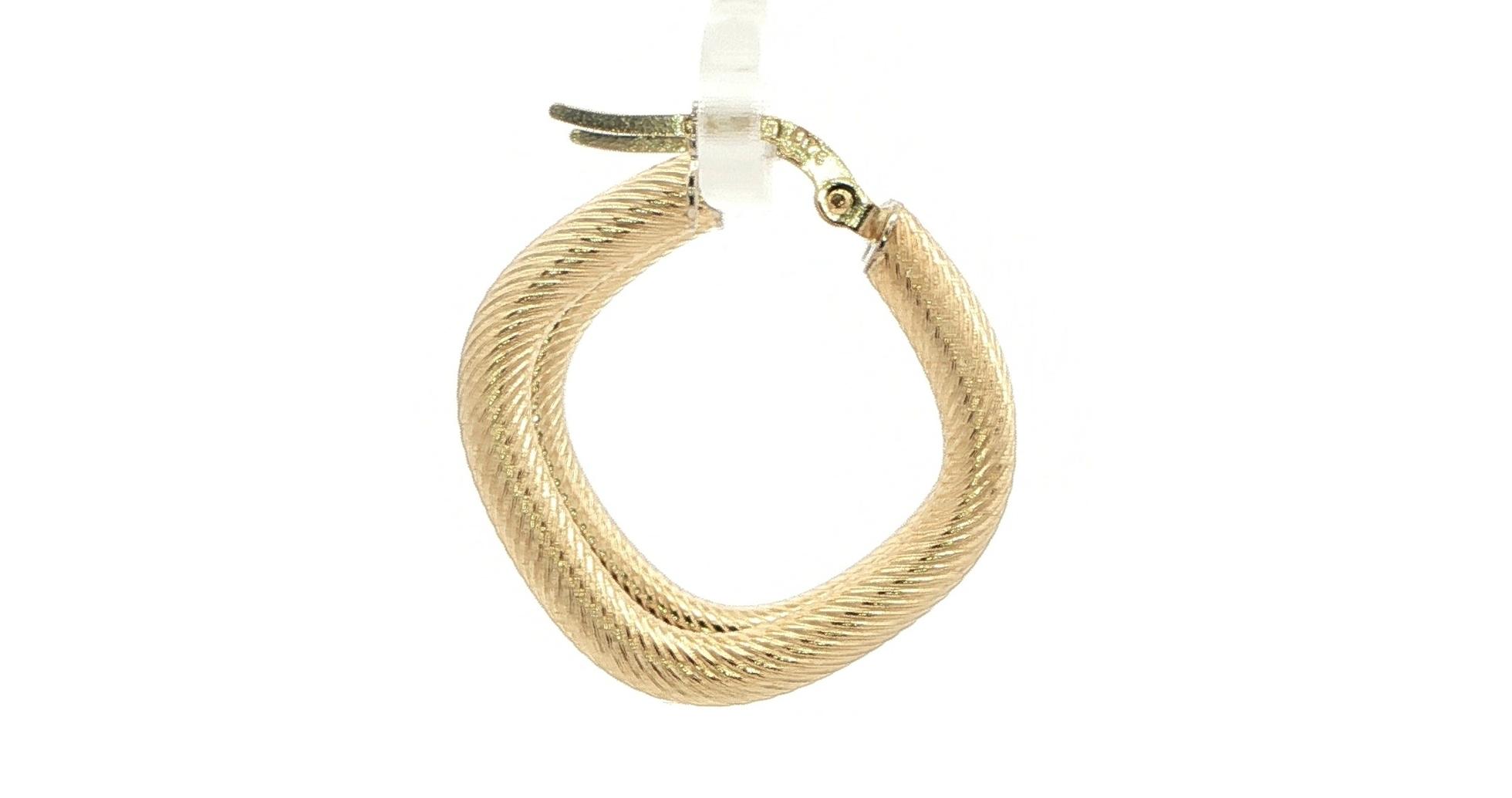 Estate Piece: Hollow Square Hoop Earrings with Twisted Texture in Yellow Gold side