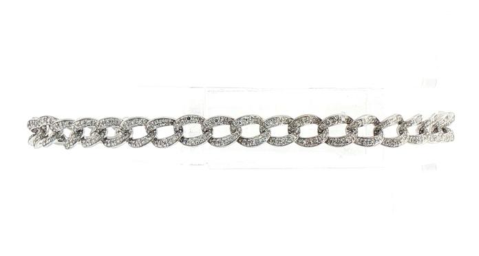 content/products/Estate Piece: Pave Diamond Curb Chain Bracelet in White Gold (1.24cts TWT)