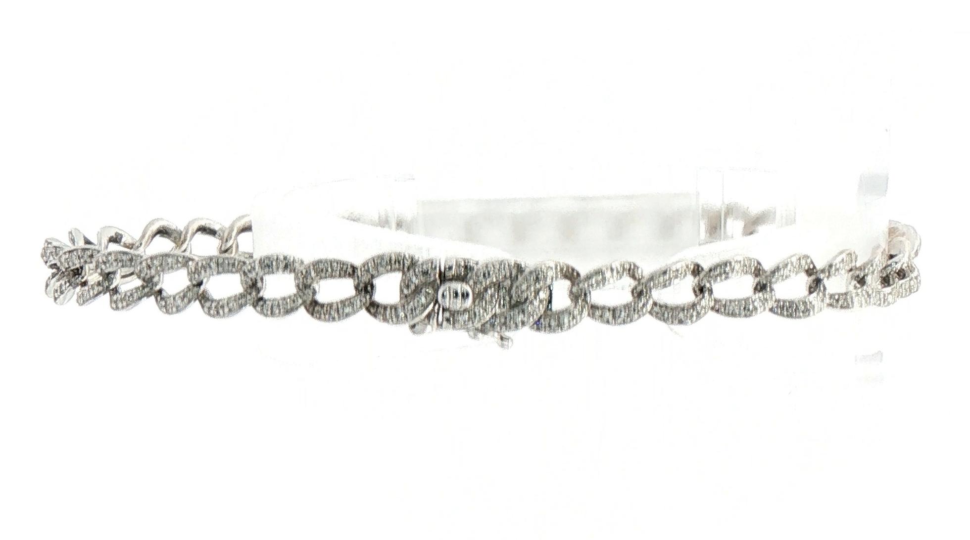 Estate Piece: Pave Diamond Curb Chain Bracelet in White Gold (1.24cts TWT) back