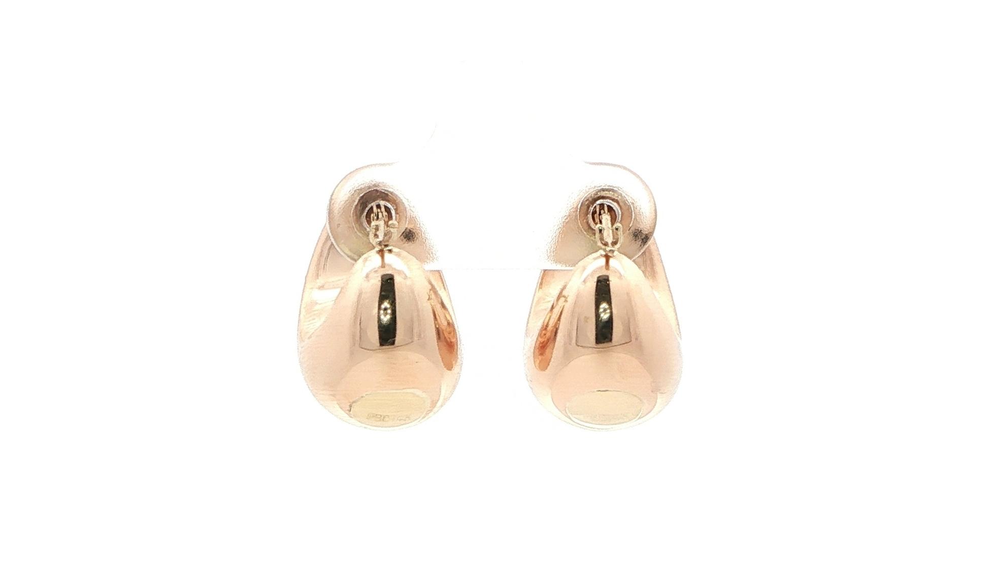 Estate Piece: Hollow Domed Teardrop Hoop Earrings in Rose Gold back