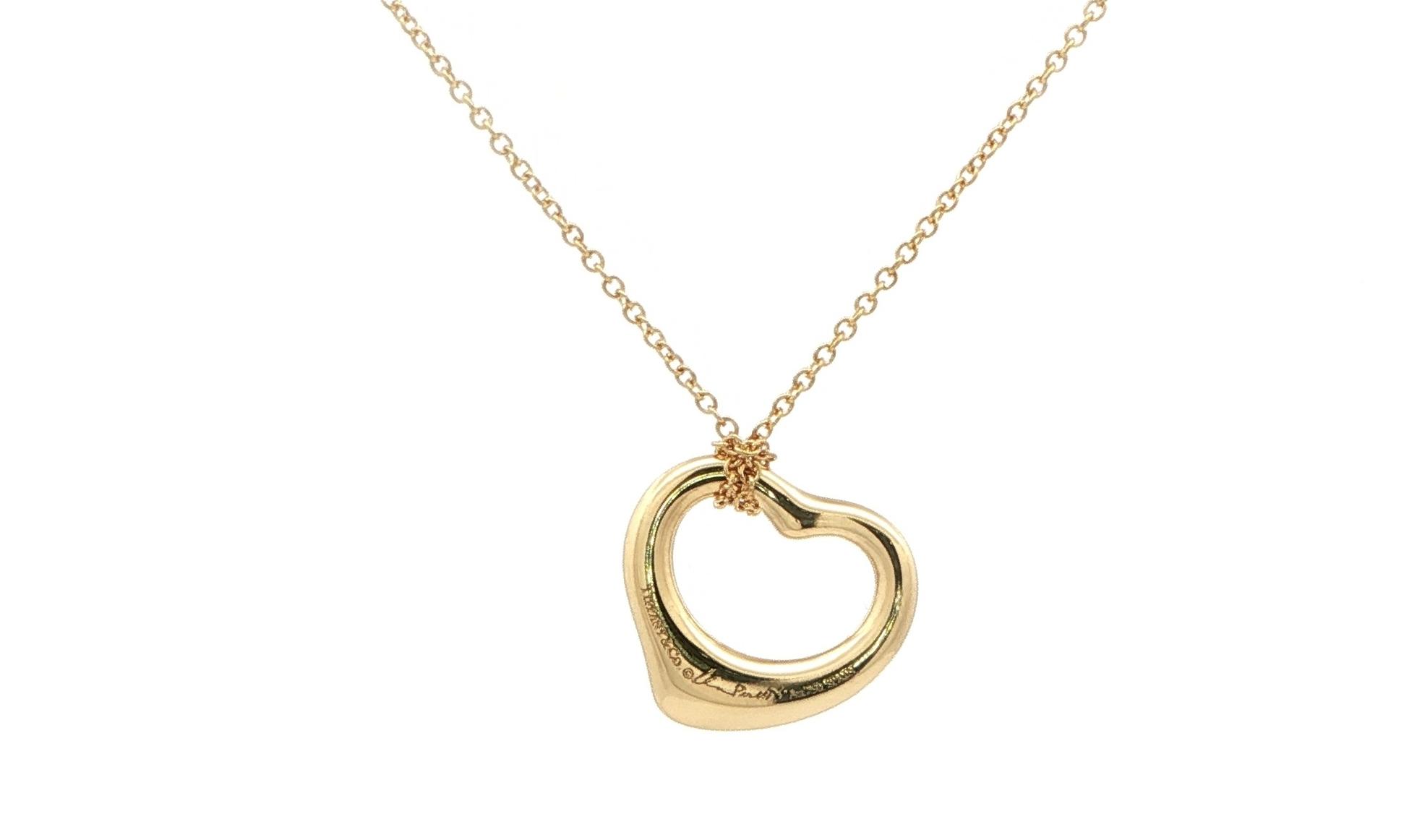 Estate Piece: Tiffany & Co. Elsa Peretti Heart Necklace in Yellow Gold  back