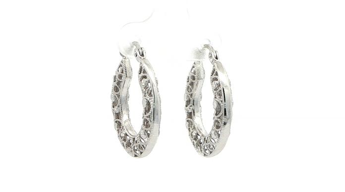 content/products/Estate Piece: Filigree Hoop Earrings in White Gold