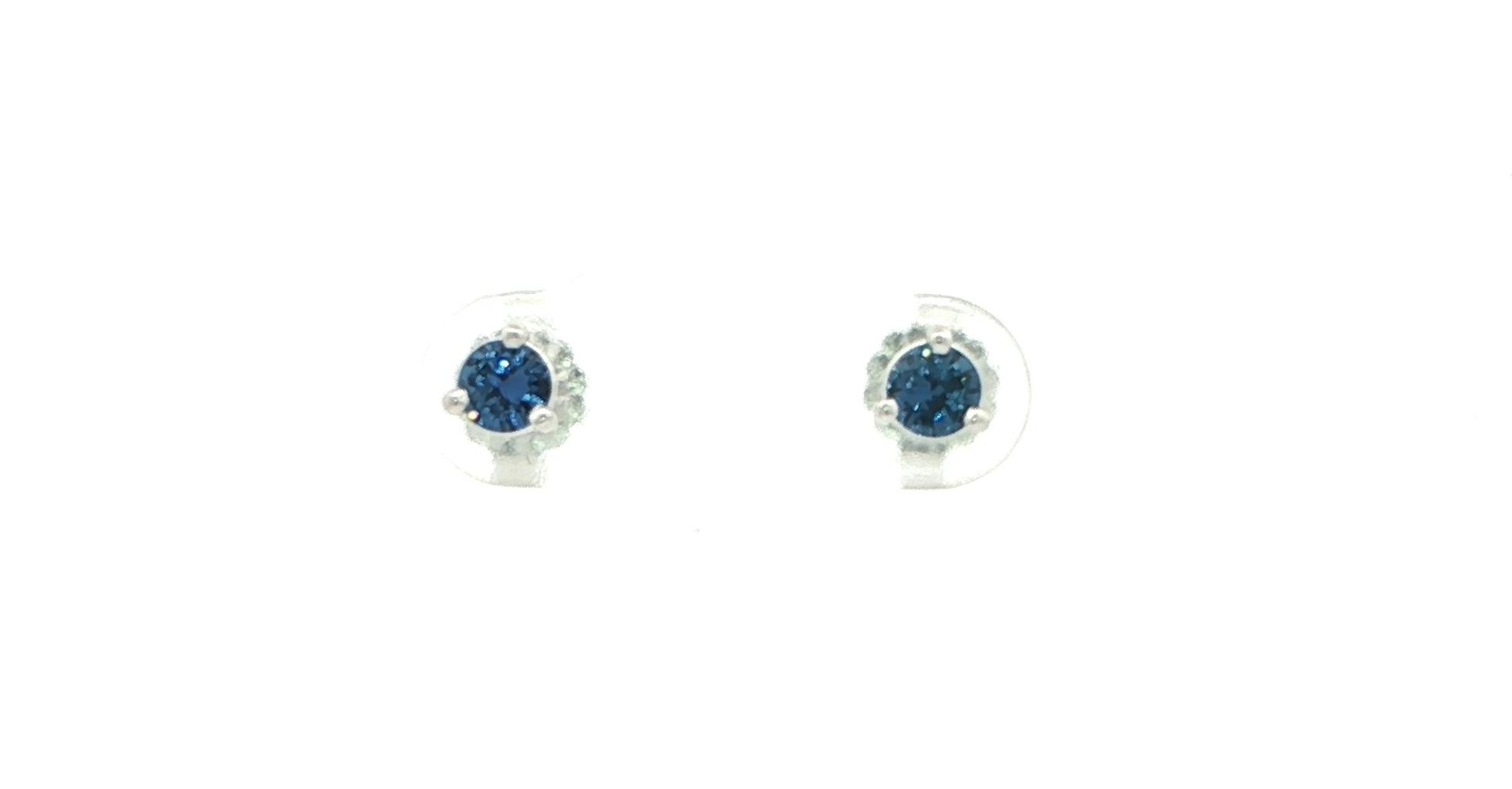 Montana Yogo Sapphire Stud Earrings in 3-Prong Martini Settings in White Gold  (0.42cts TWT)