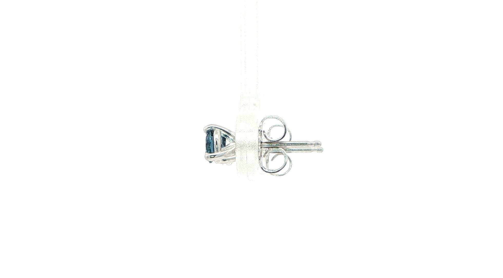 Montana Yogo Sapphire Stud Earrings in 3-Prong Martini Settings in White Gold  (0.42cts TWT) side