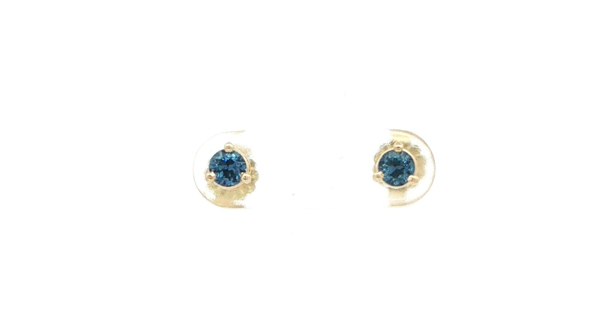 Montana Yogo Sapphire Stud Earrings in 3-Prong Martini Settings in Yellow Gold  (0.47cts TWT)
