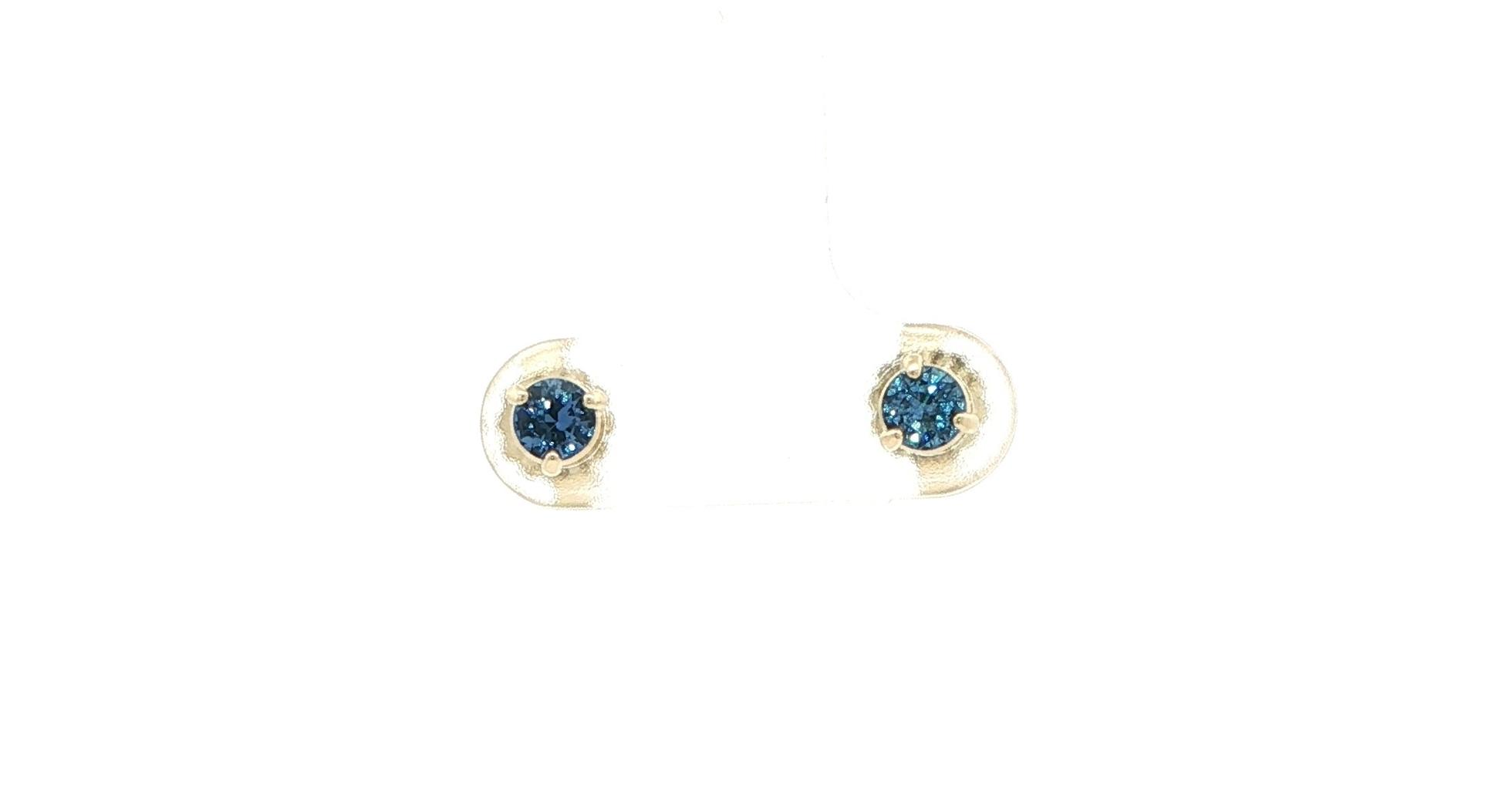 Montana Yogo Sapphire Stud Earrings in 3-Prong Martini Settings in Yellow Gold (0.44cts TWT)
