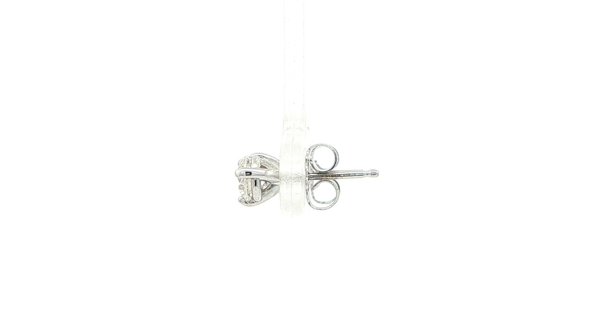Diamond Stud Earrings in 3-Prong Martini Settings in White Gold (0.74cts TWT) side