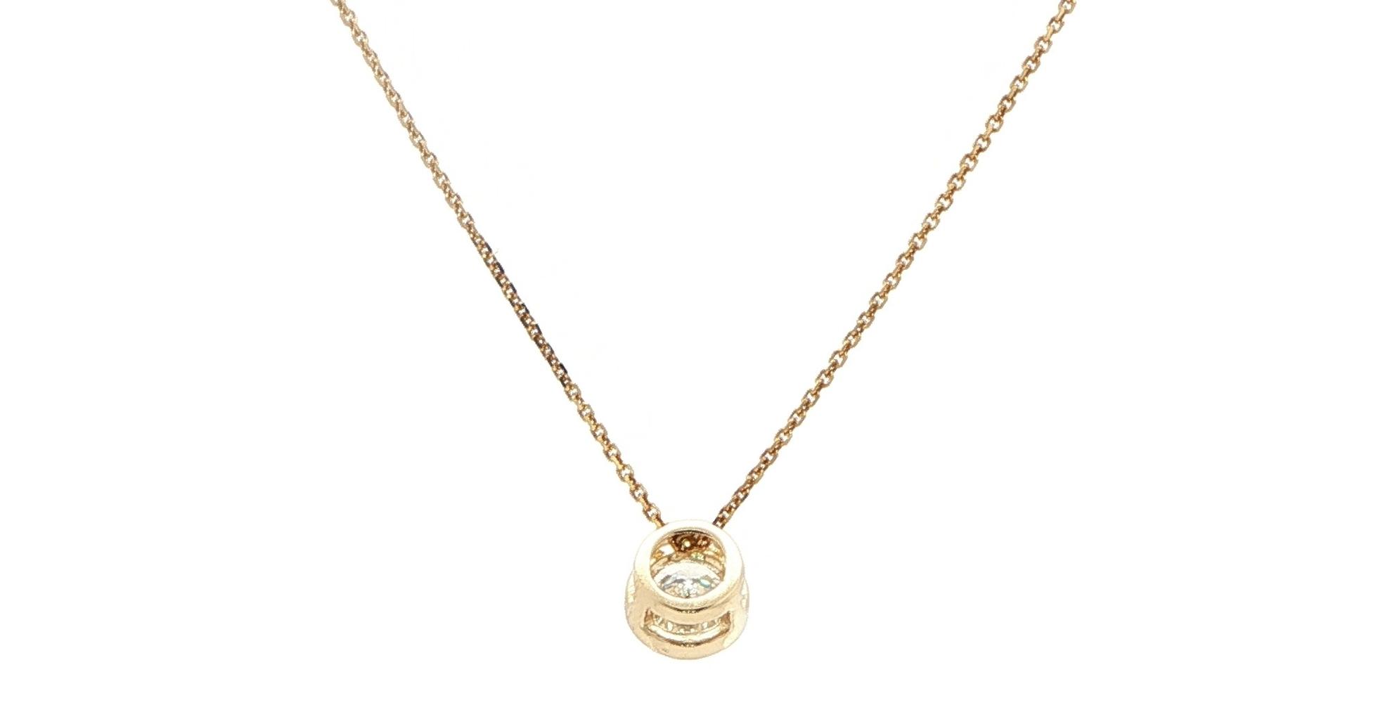 Bezel-set Diamond Solitaire Pendant Necklace in Yellow Gold (0.48cts TWT) back