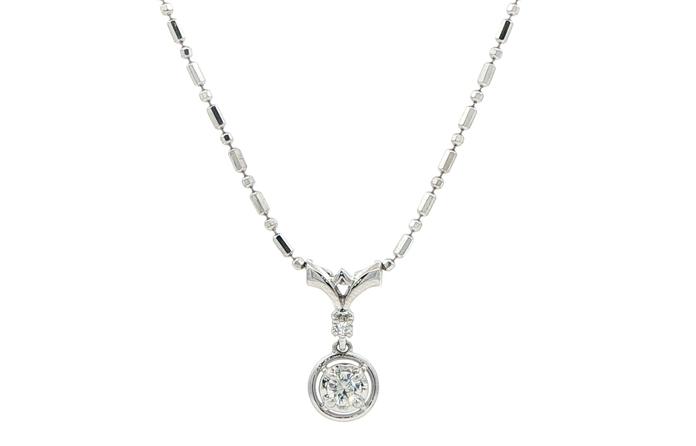 content/products/Estate Piece: Vintage Drop Diamond Pendant Necklace with Dot-Dash Chain in White Gold (0.25cts TWT)