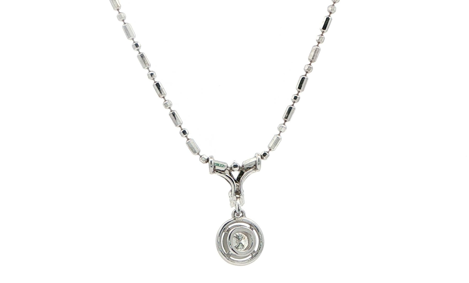 Estate Piece: Vintage Drop Diamond Pendant Necklace with Dot-Dash Chain in White Gold (0.25cts TWT) back