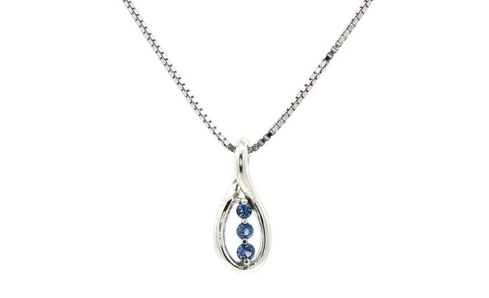content/products/Estate Piece: Twist Teardrop 3-Stone Montana Yogo Sapphire Necklace in Sterling Silver (0.16cts TWT)