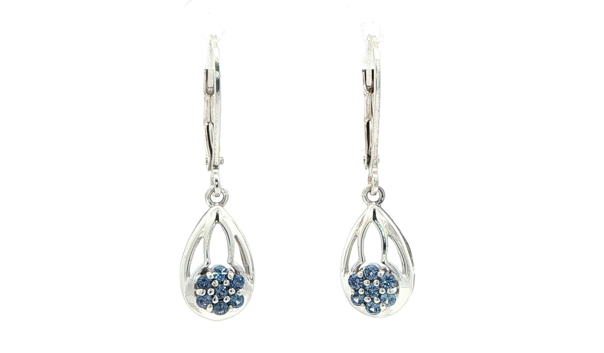 Estate Piece: Montana Yogo Sapphire Tearddrop Earrings in Sterling Silver (0.34cts TWT)