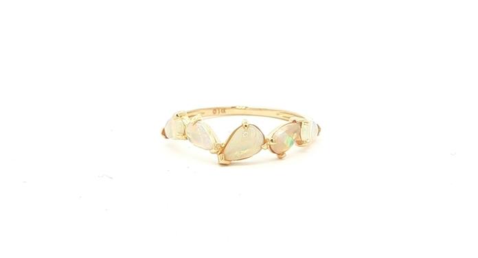 content/products/5-Stone Pear Cabochon-cut Opal Ring in Yellow Gold (0.65cts TWT)