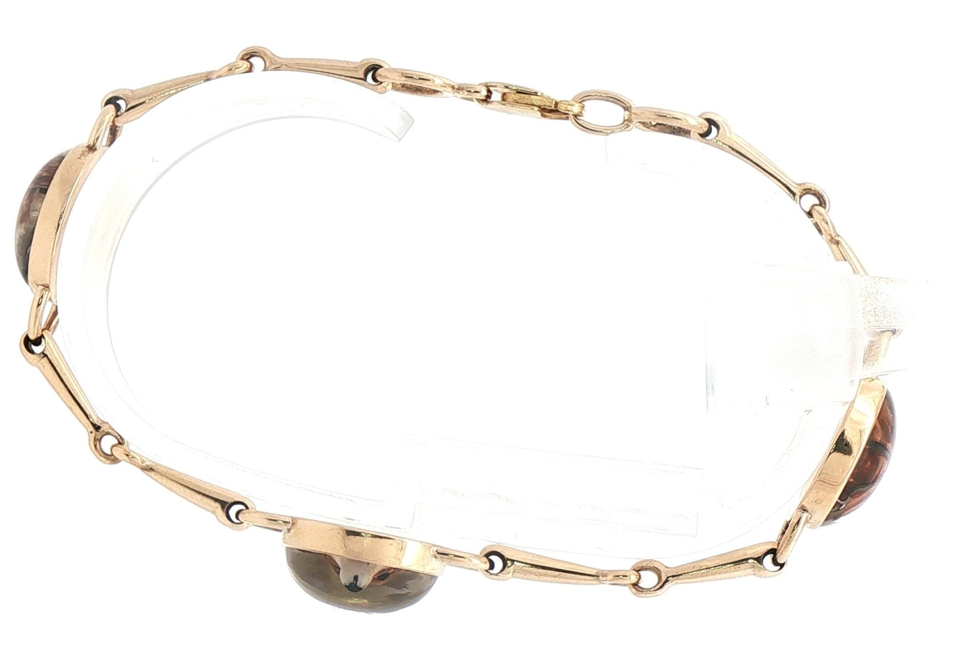 Estate Piece: Essex Crystal Carved and Painted Illustrative Hunting Bracelet in Yellow Gold side